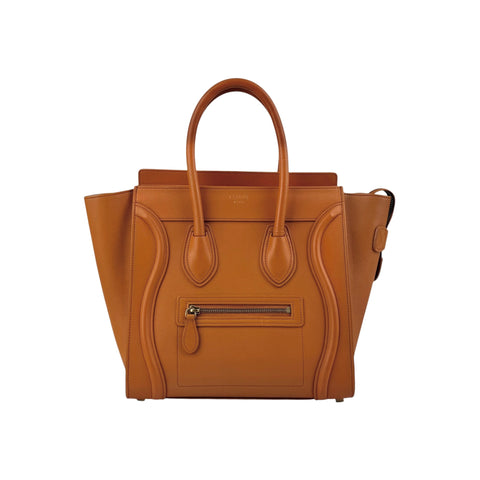 Celine Camel Leather Micro Luggage Tote Bag