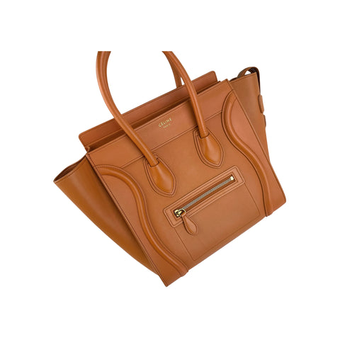 Celine Camel Leather Micro Luggage Tote Bag