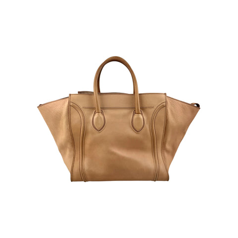 Celine Dark Beige Leather Medium Phantom Luggage Tote Bag