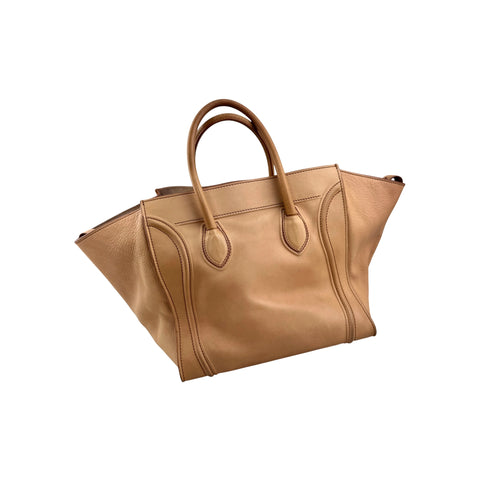Celine Dark Beige Leather Medium Phantom Luggage Tote Bag