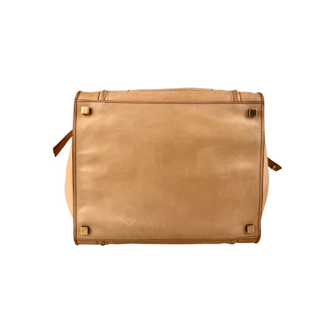 Celine Dark Beige Leather Medium Phantom Luggage Tote Bag