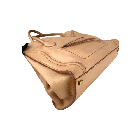 Celine Dark Beige Leather Medium Phantom Luggage Tote Bag