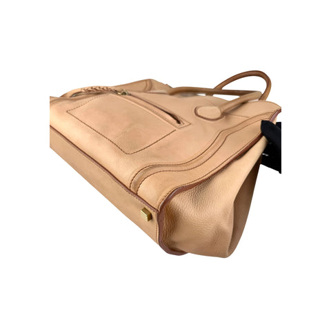 Celine Dark Beige Leather Medium Phantom Luggage Tote Bag