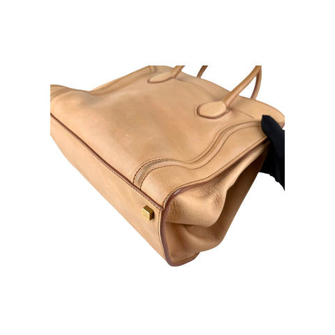 Celine Dark Beige Leather Medium Phantom Luggage Tote Bag
