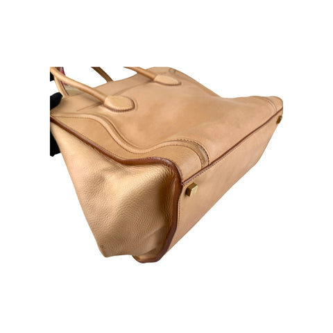 Celine Dark Beige Leather Medium Phantom Luggage Tote Bag