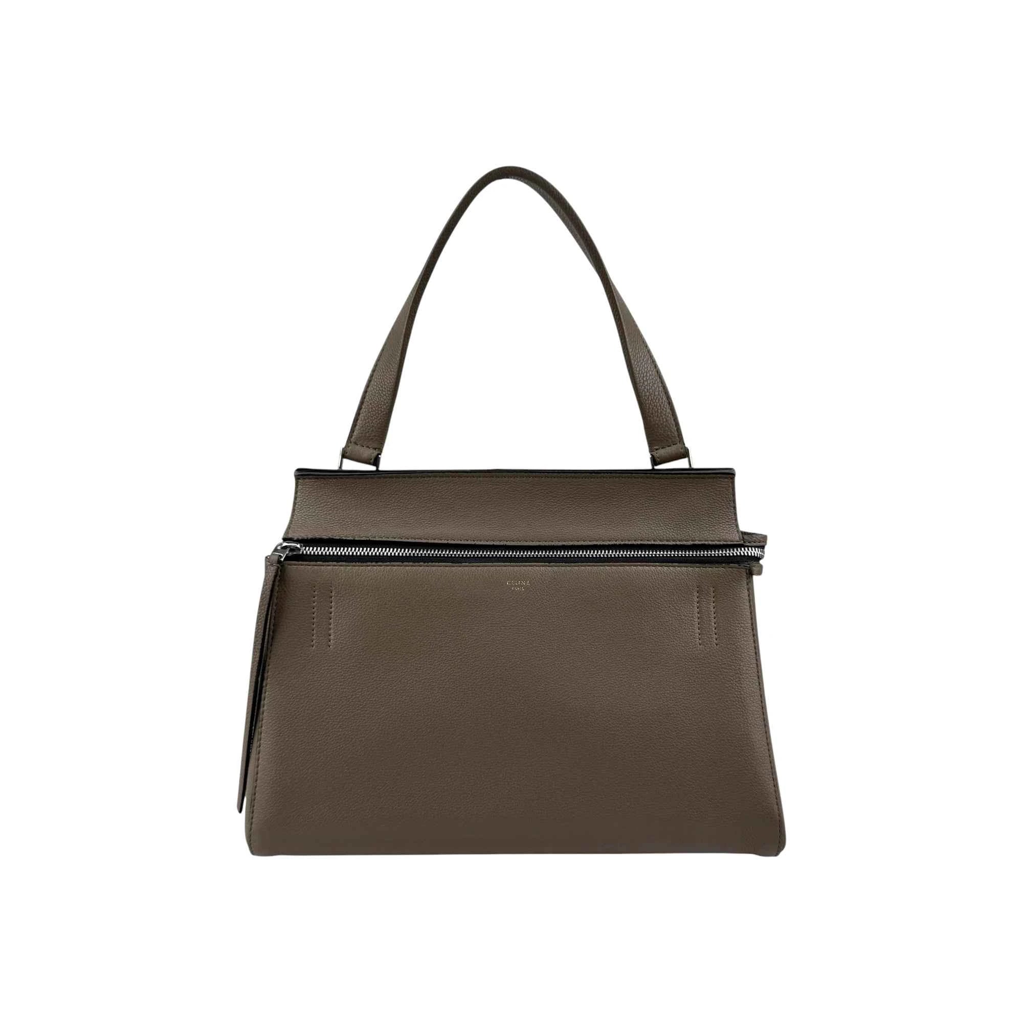Celine Dark Grey Smooth Calfskin Leather Edge Shoulder Bag
