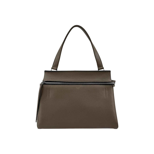 Celine Dark Grey Smooth Calfskin Leather Edge Shoulder Bag