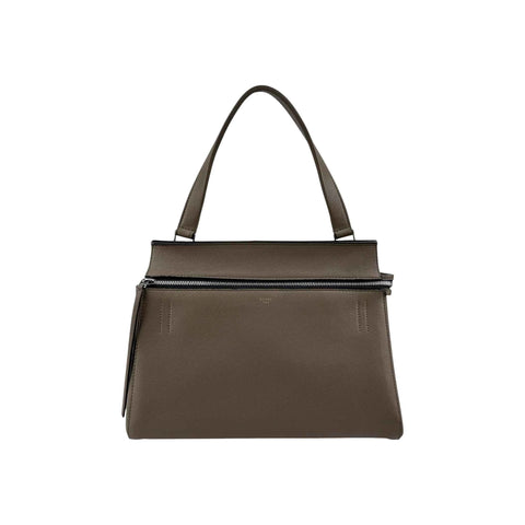 Celine Dark Grey Smooth Calfskin Leather Edge Shoulder Bag