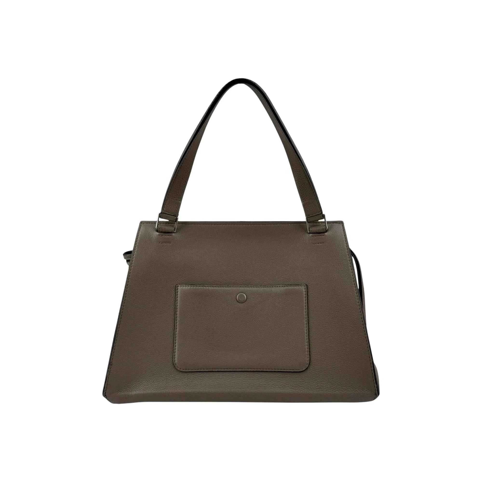 Celine Dark Grey Smooth Calfskin Leather Edge Shoulder Bag