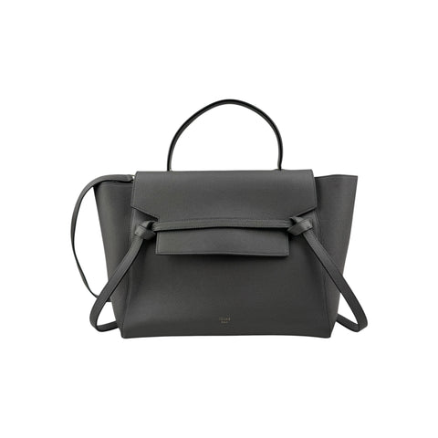 Celine Grey Grained Calfskin Leather Mini Belt Bag