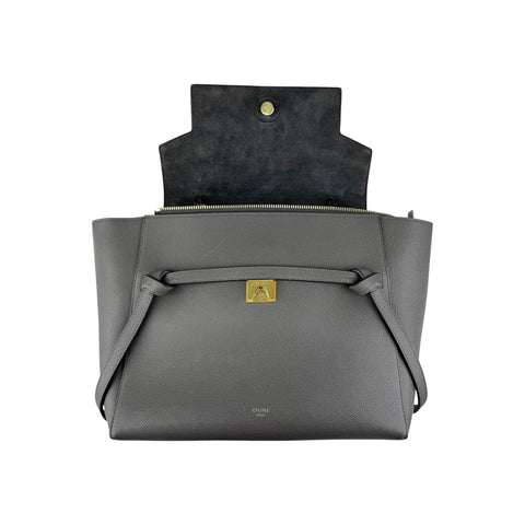 Celine Grey Grained Calfskin Leather Mini Belt Bag