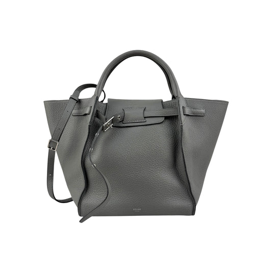 Celine Grey Leather Long Strap Small Big Bag
