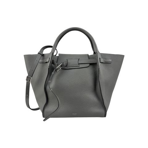 Celine Grey Leather Long Strap Small Big Bag