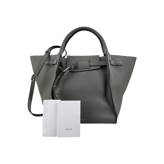 Celine Grey Leather Long Strap Small Big Bag