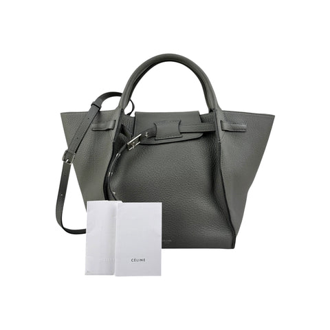 Celine Grey Leather Long Strap Small Big Bag