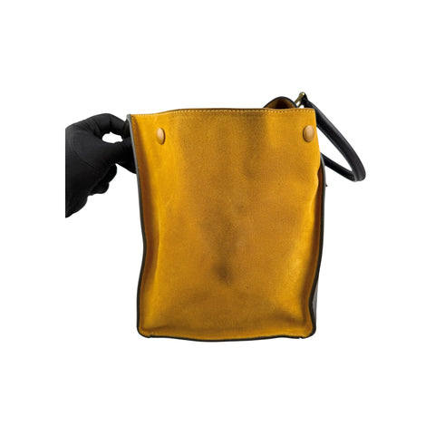 Celine Mustard Tricolor Leather Small Trapeze Bag