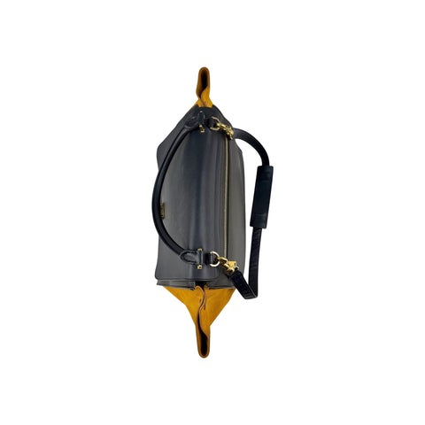 Celine Mustard Tricolor Leather Small Trapeze Bag