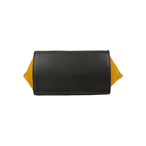 Celine Mustard Tricolor Leather Small Trapeze Bag