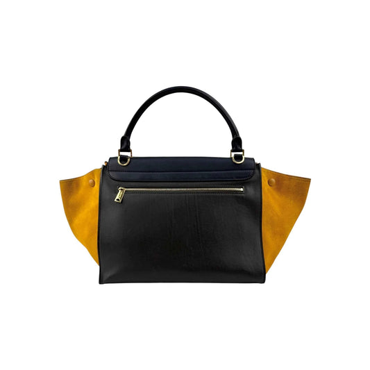 Celine Mustard Tricolor Leather Small Trapeze Bag