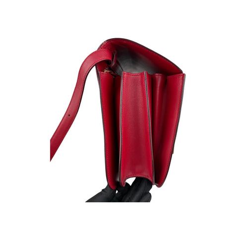 Celine Red Smooth Calfskin Leather Medium Classic Box Flap Bag