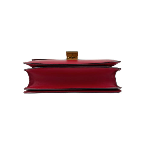 Celine Red Smooth Calfskin Leather Medium Classic Box Flap Bag