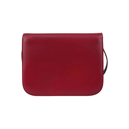 Celine Red Smooth Calfskin Leather Medium Classic Box Flap Bag