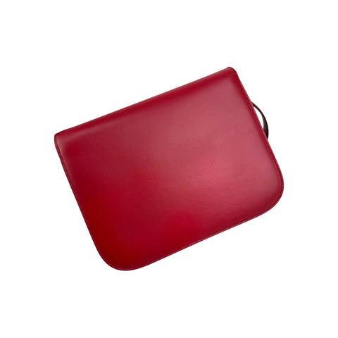 Celine Red Smooth Calfskin Leather Medium Classic Box Flap Bag