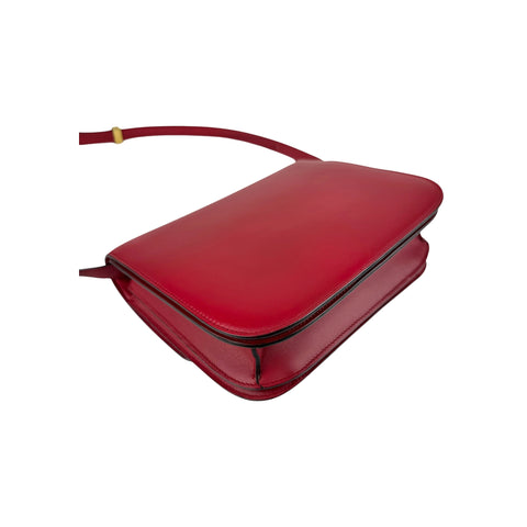 Celine Red Smooth Calfskin Leather Medium Classic Box Flap Bag