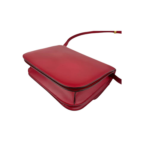 Celine Red Smooth Calfskin Leather Medium Classic Box Flap Bag