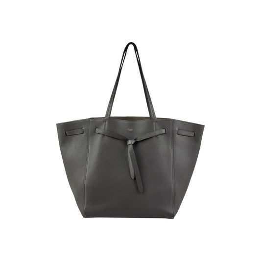 Celine Soft Grained Calfskin Belt Cabas Phantom Grey Tote