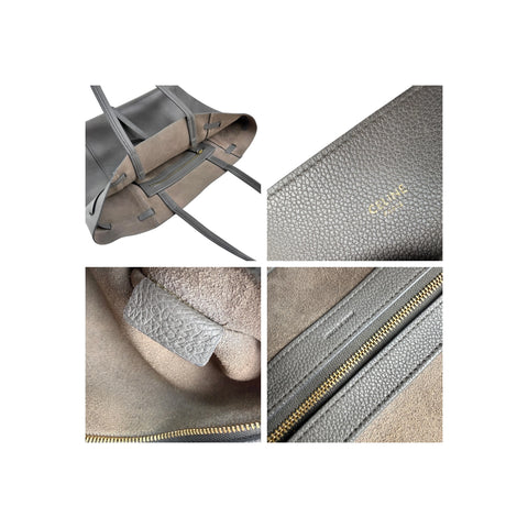 Celine Soft Grained Calfskin Belt Cabas Phantom Grey Tote