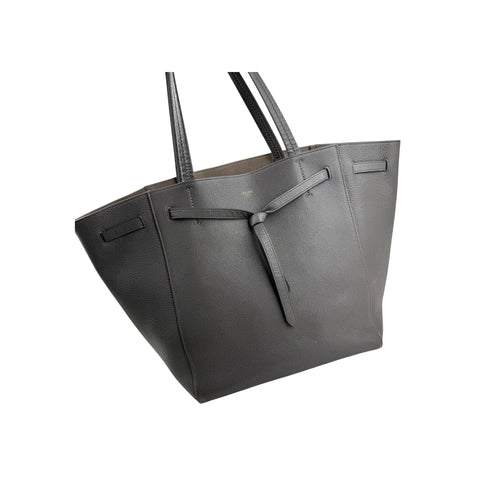 Celine Soft Grained Calfskin Belt Cabas Phantom Grey Tote