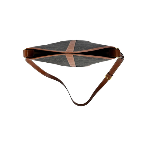 Celine Tan Calfskin Triomphe Canvas Bucket Bag
