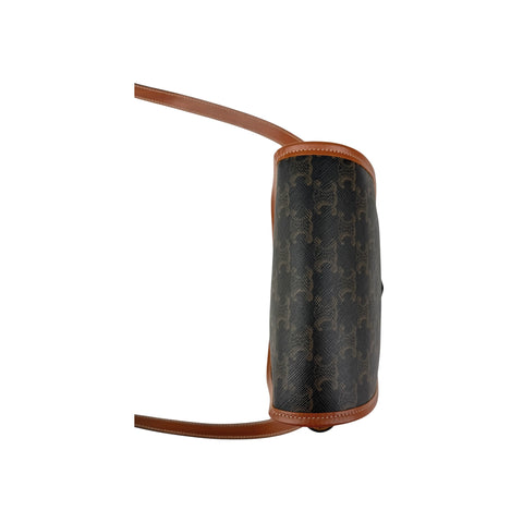 Celine Tan Triomphe Coated Canvas Folco Crossbody Bag