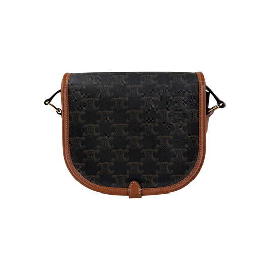 Celine Tan Triomphe Coated Canvas Folco Crossbody Bag