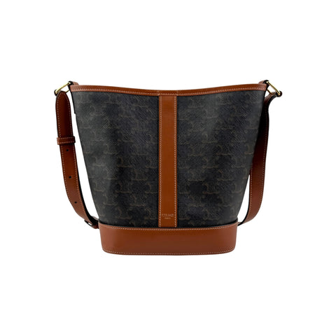 Celine Tan Triomphe Coated Canvas Medium Bucket Bag