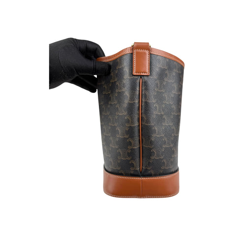 Celine Tan Triomphe Coated Canvas Medium Bucket Bag