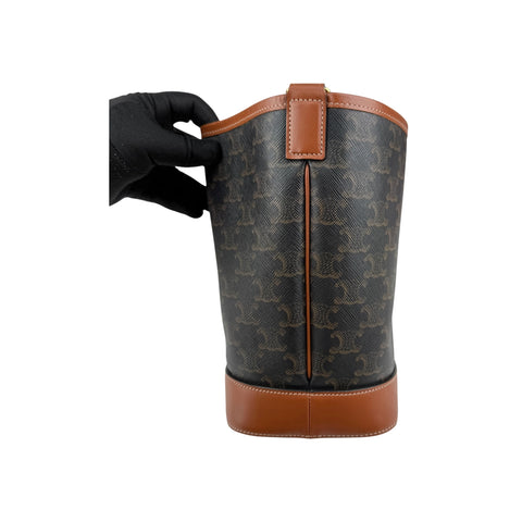 Celine Tan Triomphe Coated Canvas Medium Bucket Bag