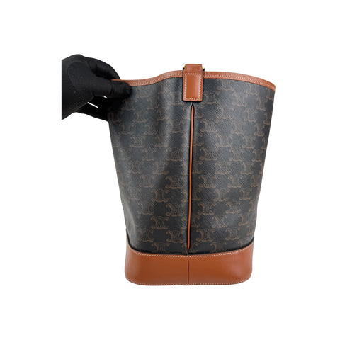 Celine Tan Triomphe Coated Canvas Medium Bucket Bag
