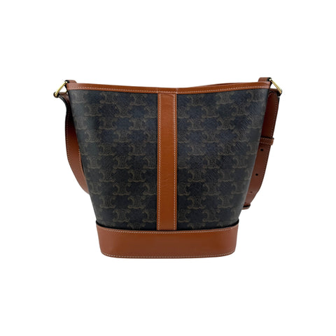 Celine Tan Triomphe Coated Canvas Medium Bucket Bag