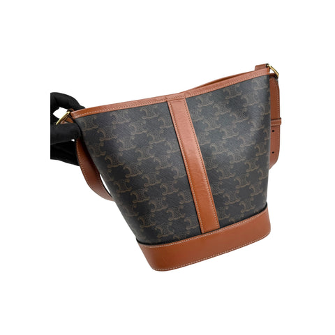 Celine Tan Triomphe Coated Canvas Medium Bucket Bag