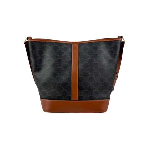 Celine Tan Triomphe Coated Canvas Medium Bucket Bag