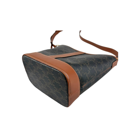 Celine Tan Triomphe Coated Canvas Medium Bucket Bag