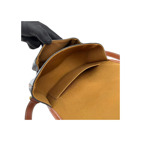 Celine Tan Triomphe Coated Canvas Medium Folco Crossbody Bag