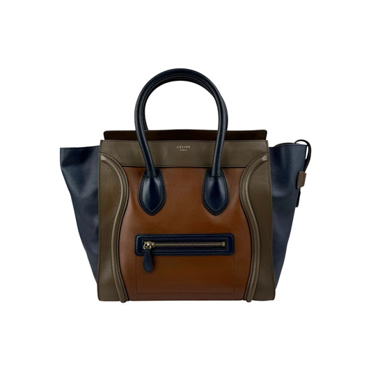 Celine Tri-Color Calfskin Leather Mini Luggage Tote Bag