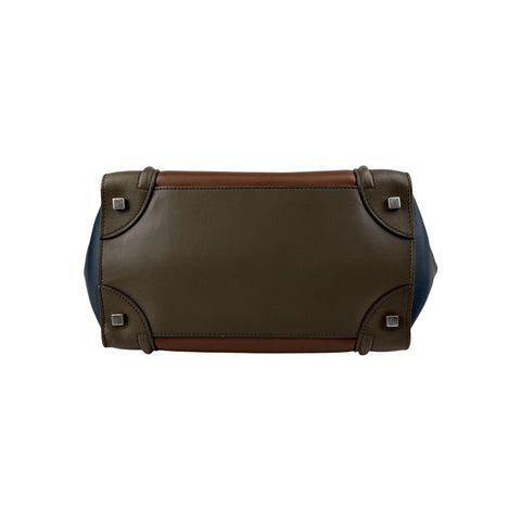 Celine Tri-Color Calfskin Leather Mini Luggage Tote Bag