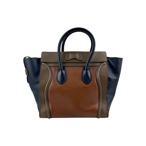 Celine Tri-Color Calfskin Leather Mini Luggage Tote Bag