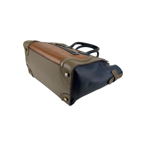 Celine Tri-Color Calfskin Leather Mini Luggage Tote Bag