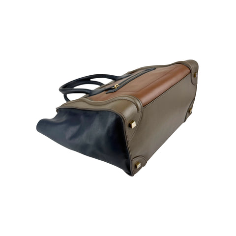 Celine Tri-Color Calfskin Leather Mini Luggage Tote Bag