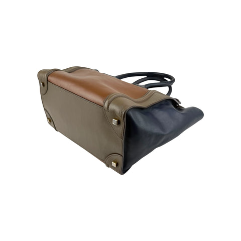 Celine Tri-Color Calfskin Leather Mini Luggage Tote Bag